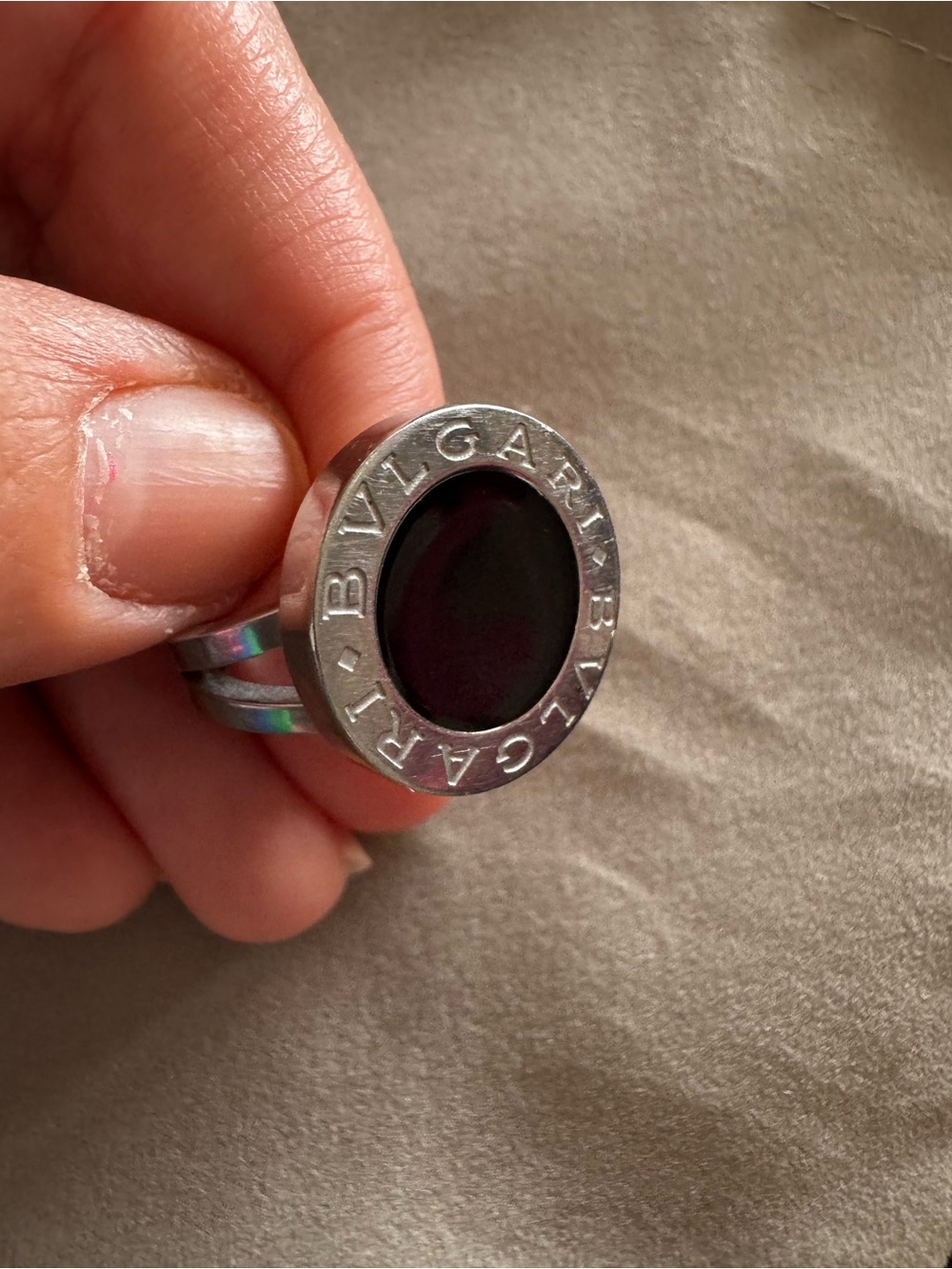 Black Center Stainless Steel Fashion Ring Women size 6.5 - Picture 8 of 11